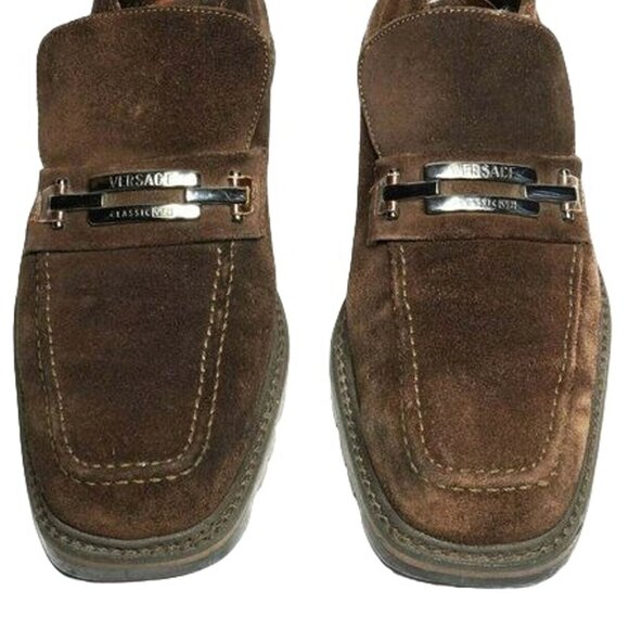 Versace Italy Classic V2 Dress Shoes Brown Suede Bit Loafers Ankle Boots Men's 9 - Picture 10 of 13